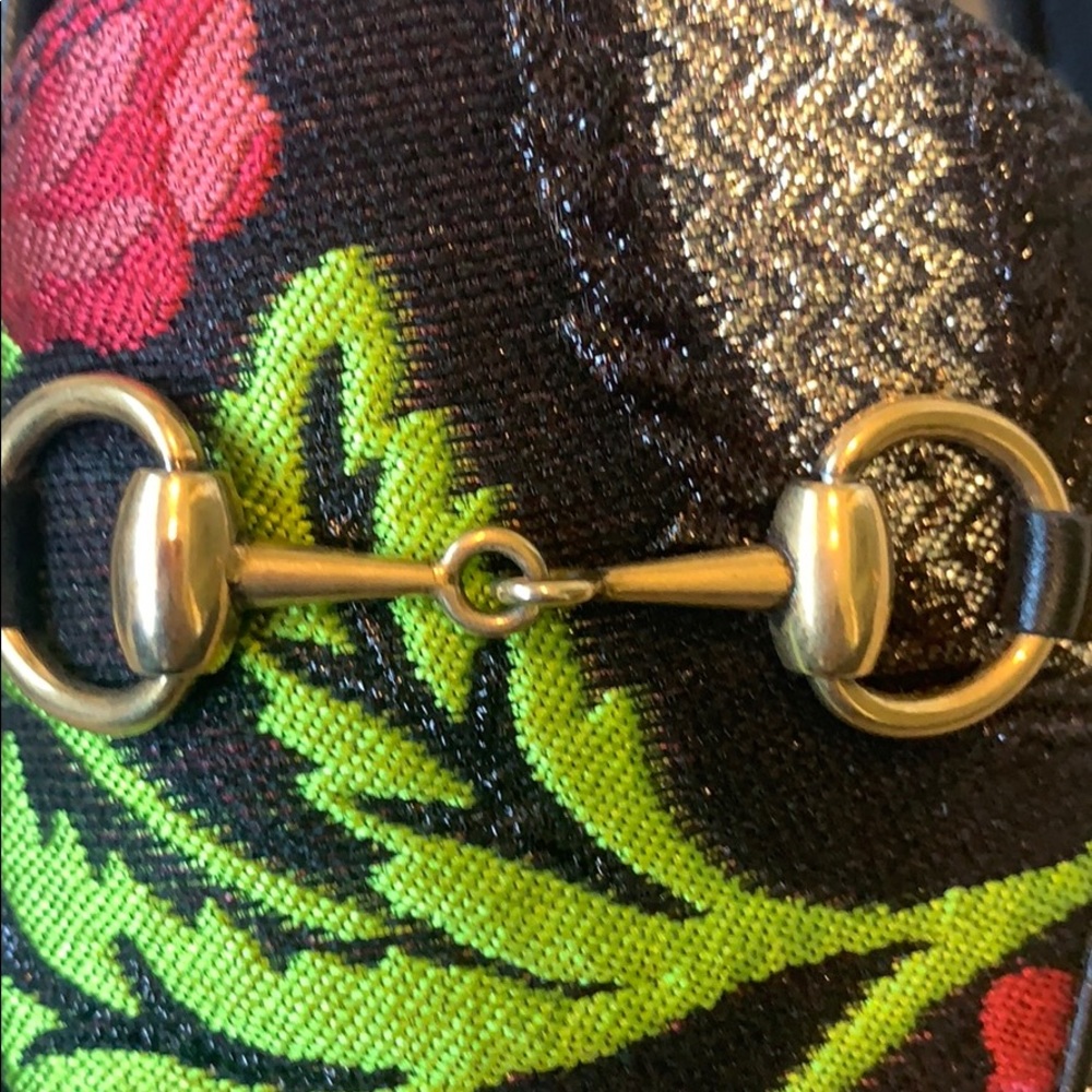 Gucci Jordaan leather-trim metallic floral loafers - Picture 9 of 11